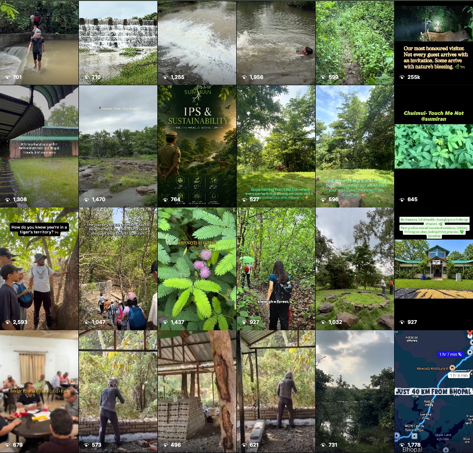 Land’s End (SUMIRAN EcoForest) Retreat Collage - Waterfalls, Forest Trails, Cottages, and Gathering Spaces